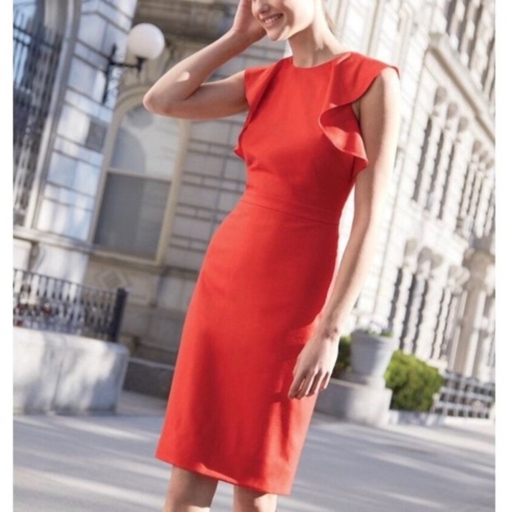 J. Crew | Ruffle Sleeve Dress in Red